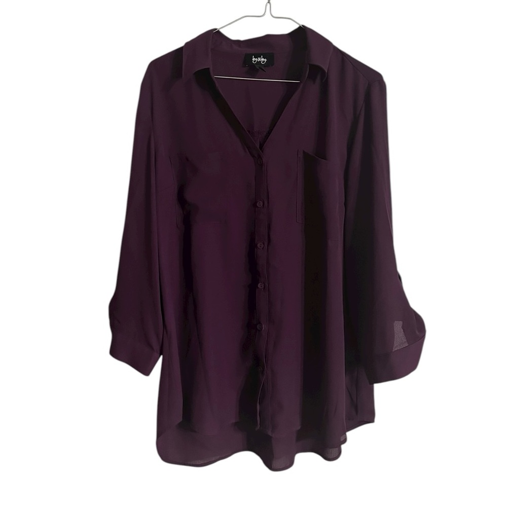 by & by Deep Purple Button Down Shirt